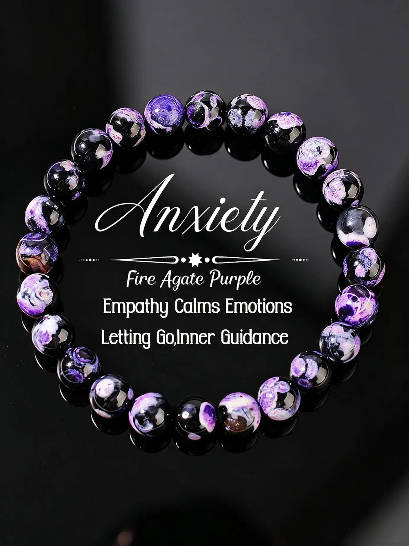 Handmade Fire Agate Beaded Bracelet, Anti-Anxiety Protection Jewelry for Men & Women, Fashion Accessory for Daily Wear, Bead Bracelets, Gemstone Bracelet, Energy Bracelet, Crystals Bracelets