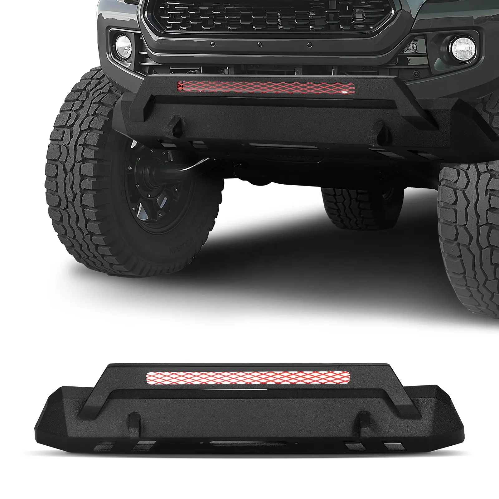 VEVOR Front Bumper Compatible with 2016-2023 Toyota Tacoma (Excluding Tacoma TRD/Tacoma TRD Sport), Pickup Truck Bumper with Winch Plate & D-Ring Mounts, Heavy-Duty Steel Front Bumpers with E-Coating