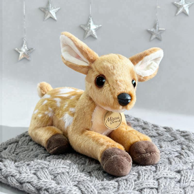 25cm Lying Kawaii Sika Deer Plush Toy Dolls Imitation Soft Cartoon Deer Stuffed Dolls Christmas Home Decor Plush Pillow