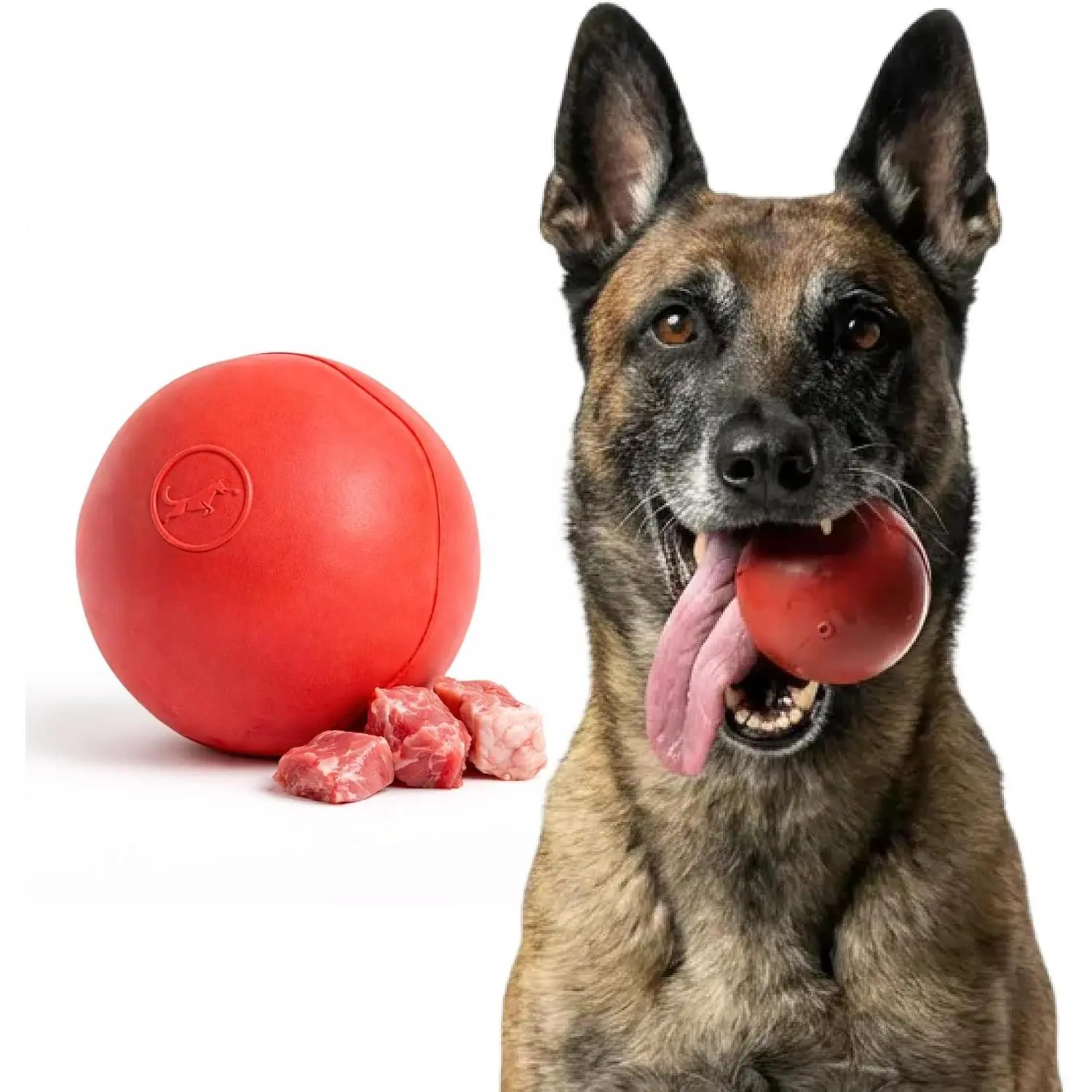 Virtually Indestructible  Ball - Lifetime  - Tough, Durable   for Aggressive Chewers - Safe   Rubber -  & Fetch - Med/Large Breed, 3" - Beef Scent
