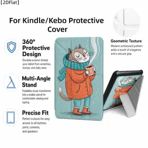 For Kindle/Kobo/Tolino Case, with stand Cat In Winter Coat for New Kindle 11Th 2019, for Kindle 11th Generation Case for Kindle 11Th (2022/2024), 6-Inch, 7-Inch Kindle Paperwhite 12Th Generation 2024 Vision Color (2024) /Vision 6 (2021）/Shine Color (2024)