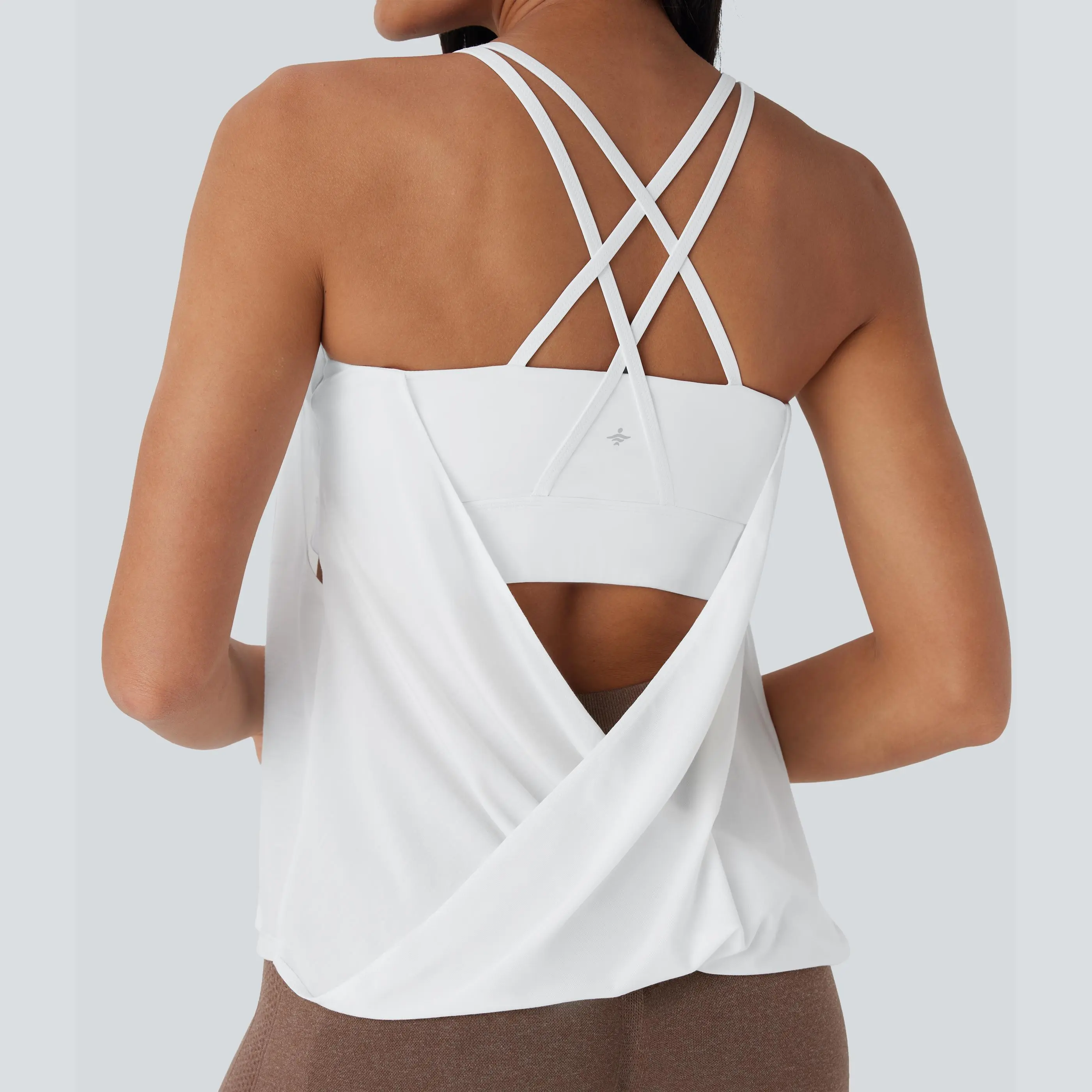 Halara Double Straps Pleated Quick Dry Yoga Cami Top DD-F Cups