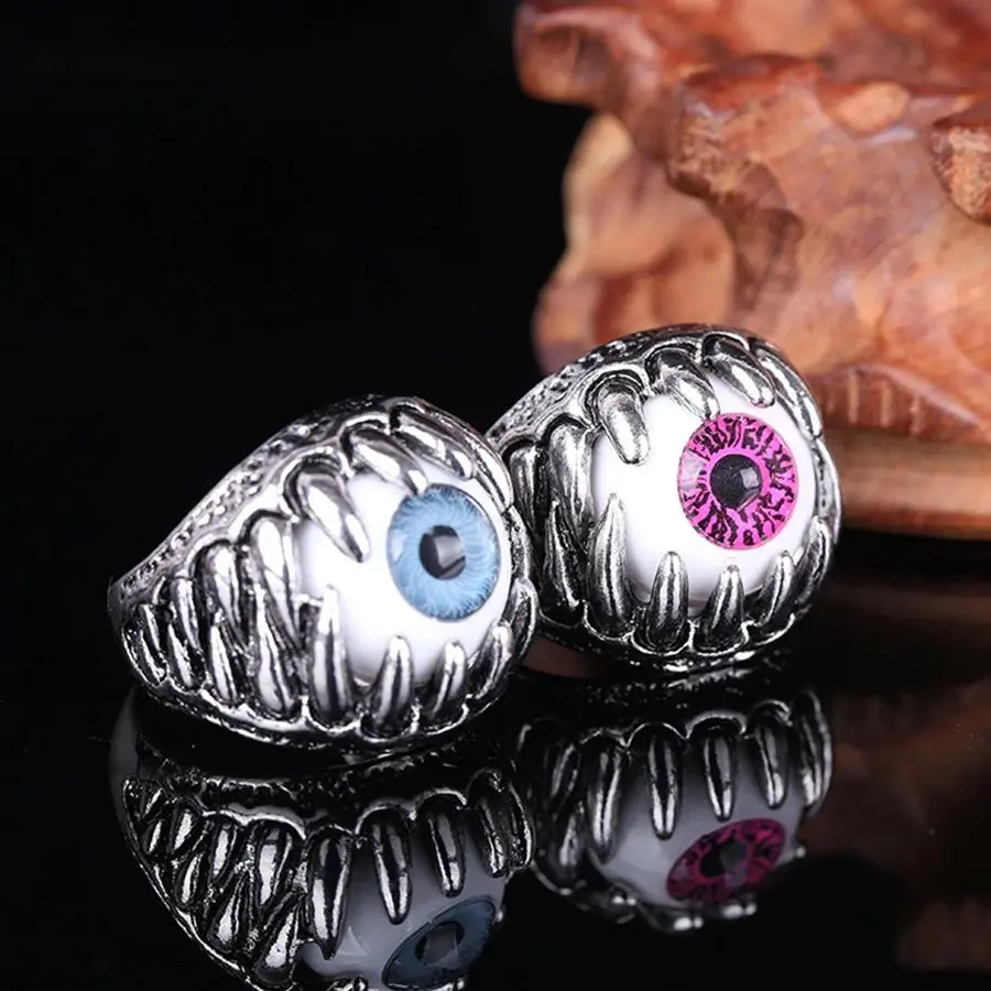Gothic Punk Statement Ring in High Quality Alloy, Devil Teeth Design, Unisex Adjustable Punk Costume Jewelry, Rock Hip Hop