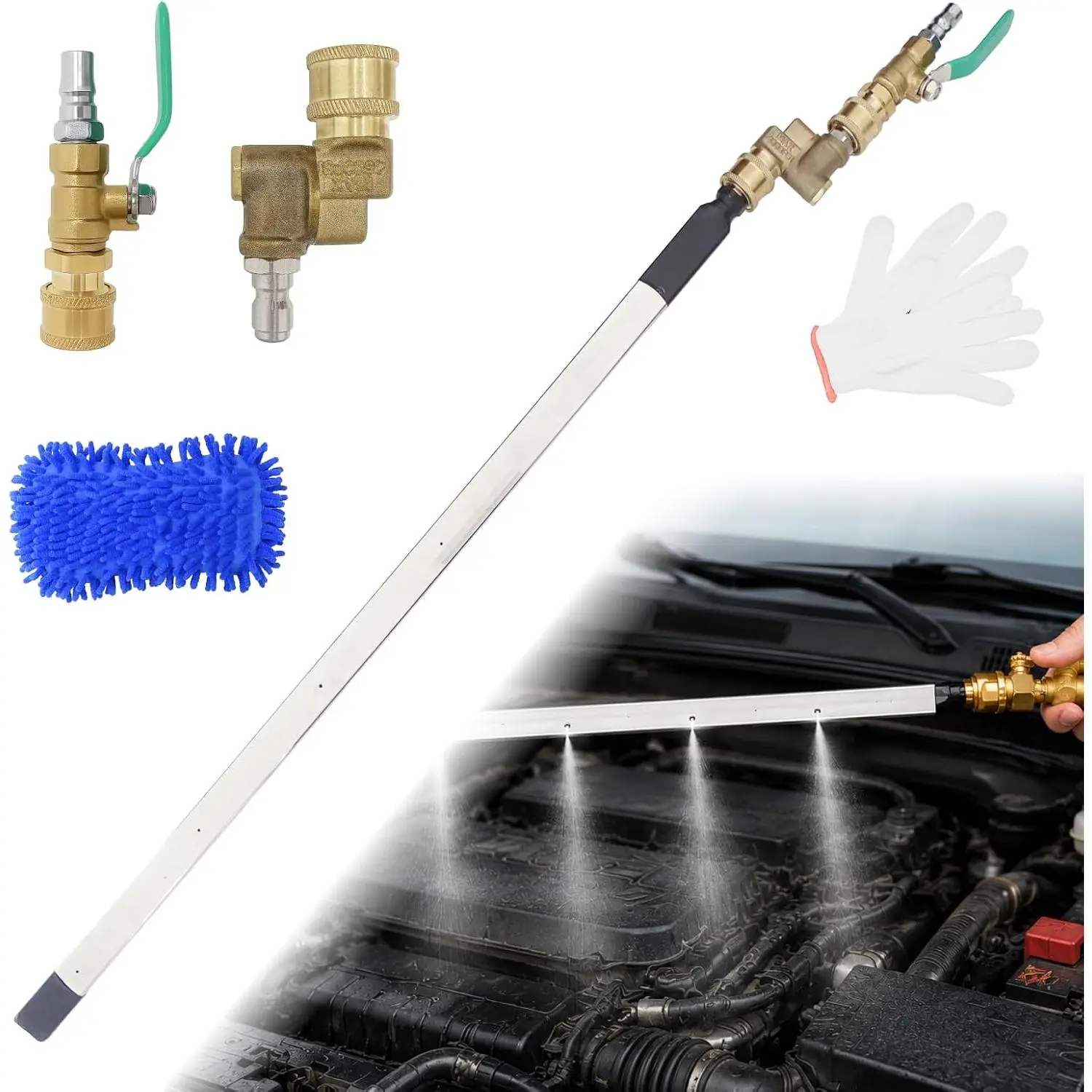 Radiator Wand, Car Radiator Fin Cleaner Tool with Air & Flush Function, AC Coil Wand for Auto Radiators, Condensers and HVAC Coils, Accessory