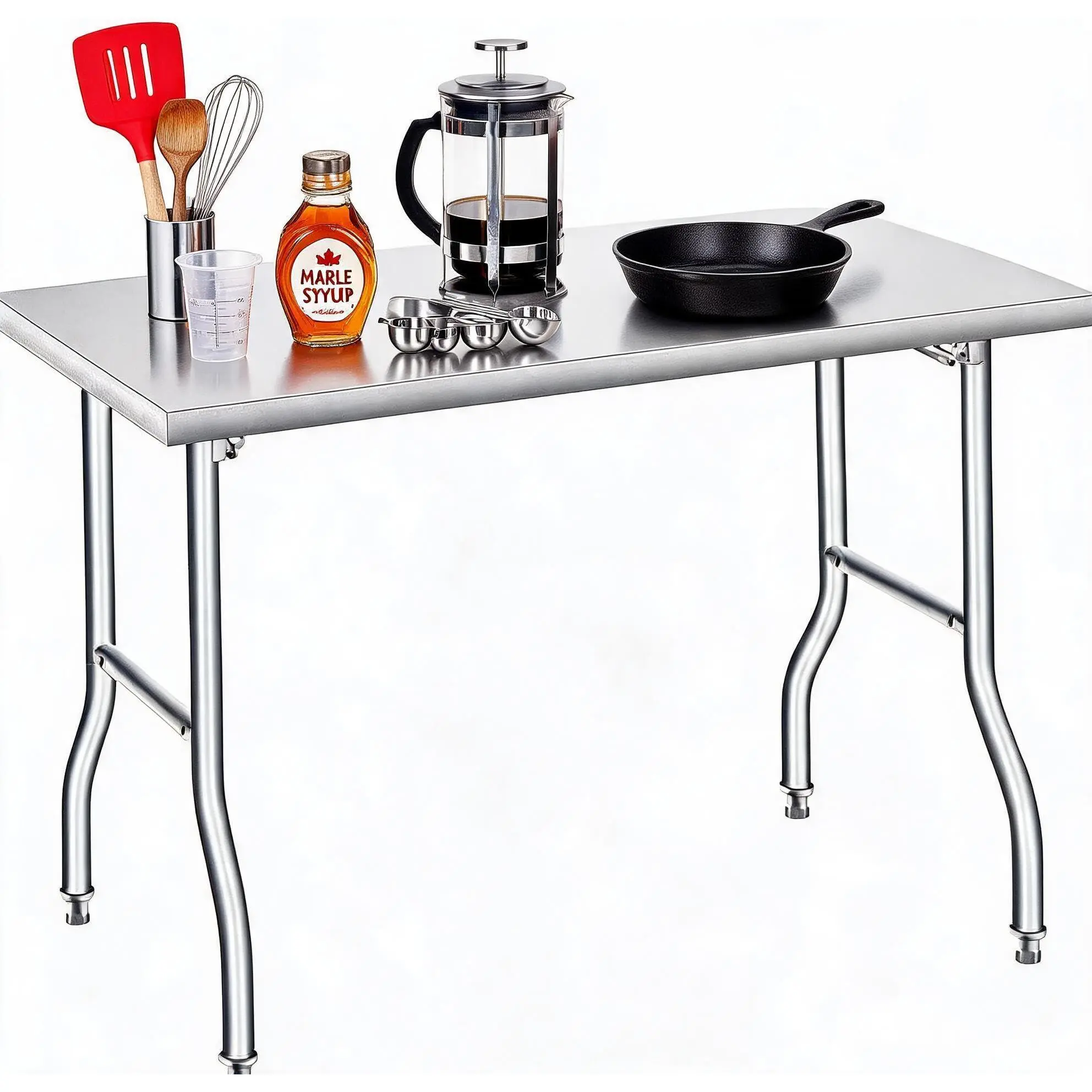 GAOMON Heavy-Duty Foldable Stainless Steel Work Table - 48x24/48x30 in Sizes, Portable Design, 1/2 Tiers, Undershelf Options, 400-620 LBS Capacity, No Assembly Needed, Ideal for Kitchen, Garage, Commercial Use