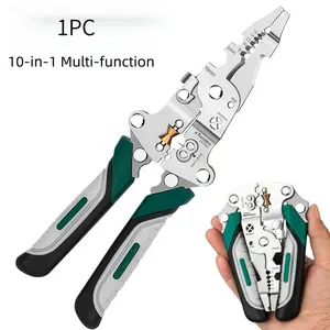 10 in 1 Foldable Wire Stripper Crimper, Multifunctional Electrical Cable Stripping Cutting Plier Tool, All-in-One Wire Twister Splitter, Perfect Gift for Dad