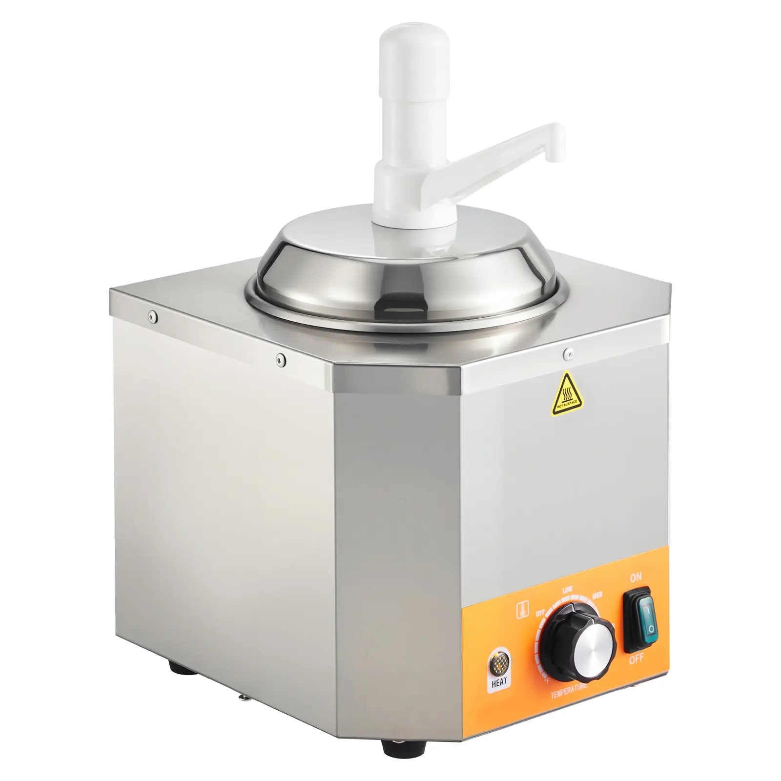 Electric Cheese Dispenser with Pump, 2.4L Commercial Hot Fudge Warmer, Plastic Pump Dispenser, 86-230℉ Temp Adjustable Nacho Cheese Sauce Warmer, for Hot Fudge Cheese Caramel