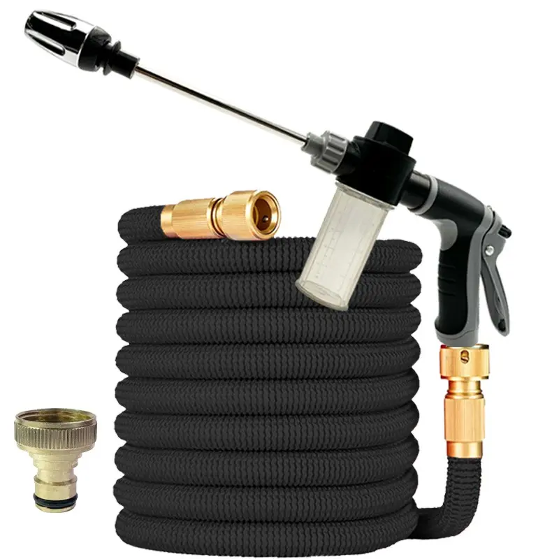 Retractable Magic Hose with Soap Dispenser, Rustproof Brass Joints, Wear-Resistant Water Pipe for Car Care, Courtyard Washing, Plant Irrigation