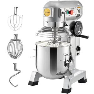 VEVOR Commercial Food Mixer, 15Qt Commercial Mixer with Timing Function, 500W Stainless Steel Bowl Heavy Duty Electric Food Mixer Commercial with 3 Speeds Adjustable 113/184/341 RPM, Dough Hook Whisk