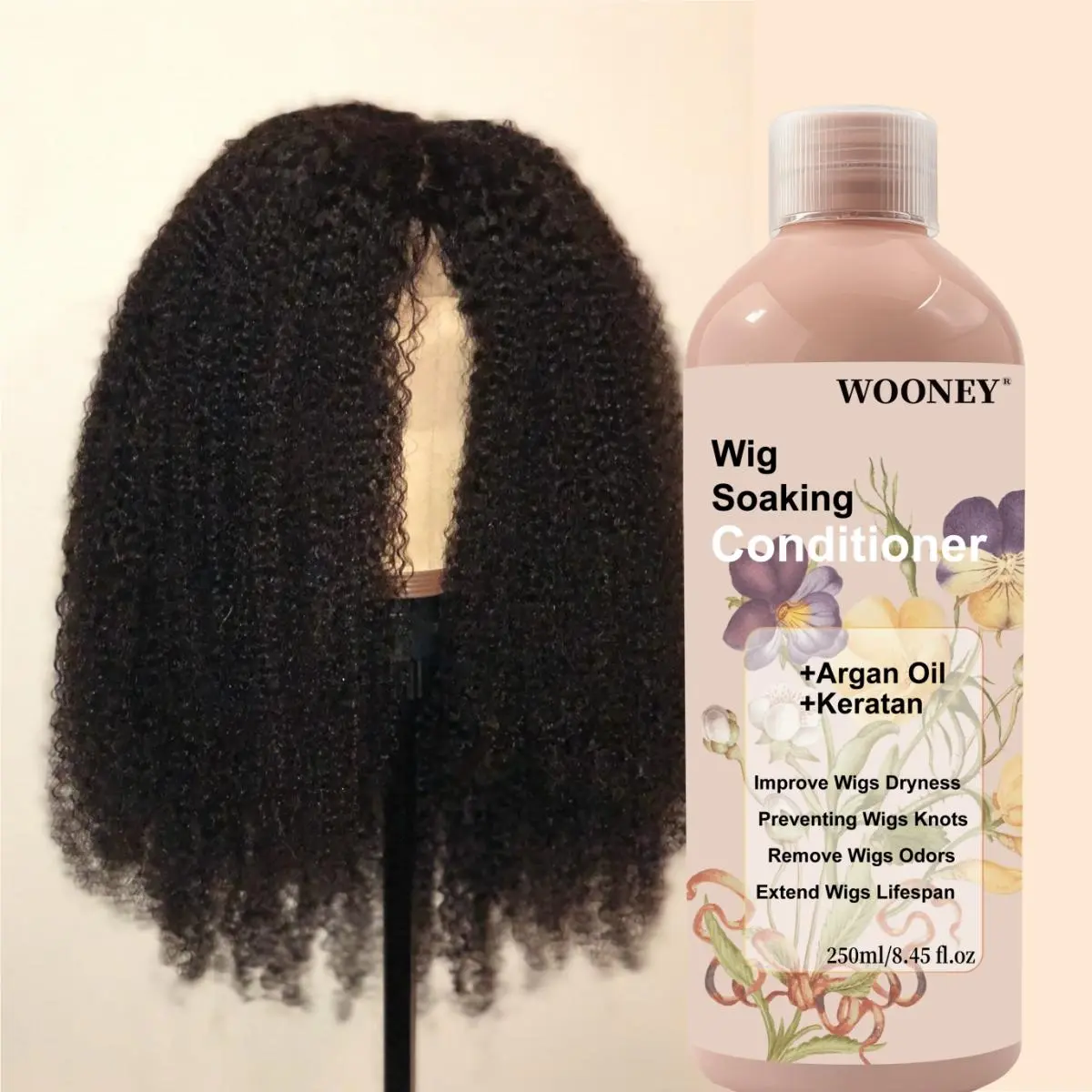 Wig Soaking Conditioner Improve Wigs Dryness Preventing Wigs Knots Remove Wigs Odors Extend Wigs Lifespan Deeply Hydrates, Tames Frizz & Detangles Restores Silky Softness for Smooth, Manageable Wigs 250ml