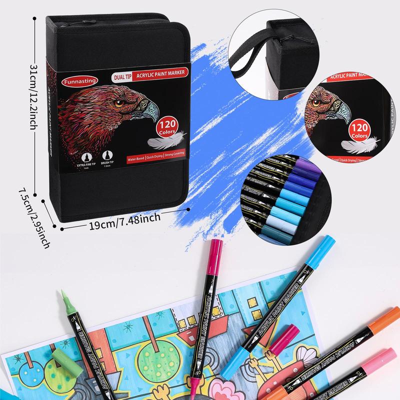 Acrylic Paint Marker Pen Set, 12/24/36/48/60/72/120pcs Double-ended Acrylic Paint Marker Pen, Art Supplies for Rock Glass Ceramic Wood DIY Craft Painting #TOP PICKS