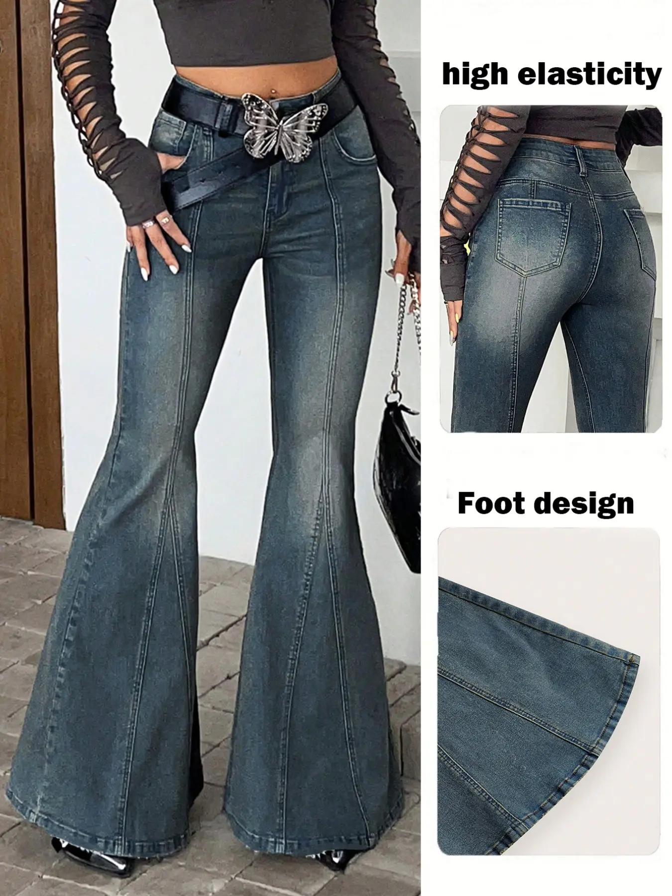 Casual Fashion Daily Women's Retro Washed High Elastic Slim Fit Jeans, Comfortable and Stylish Denim Jeans for Everyday Wear