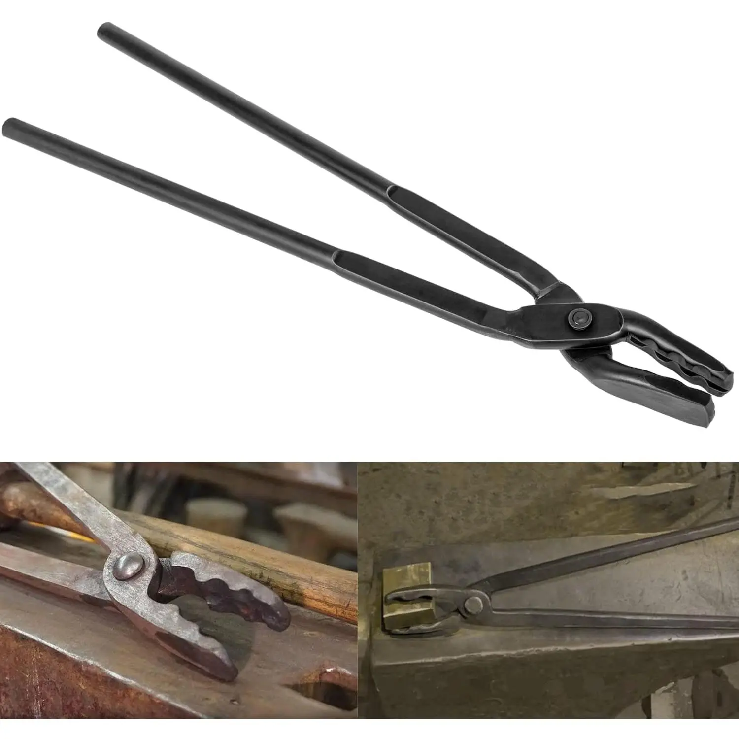 Forged Steel Blacksmith Tongs, 17" Tongs for Forging