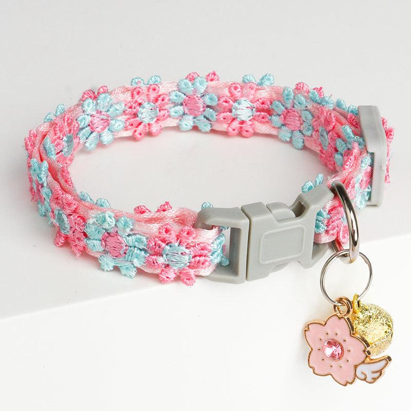 Colorful Lace Cat and Dog Collars, Harnesses, Adjustable Neck Accessories with Sunflower Heart or Lemon Pendants, Pet Everyday Wear for Small Dogs and Cats