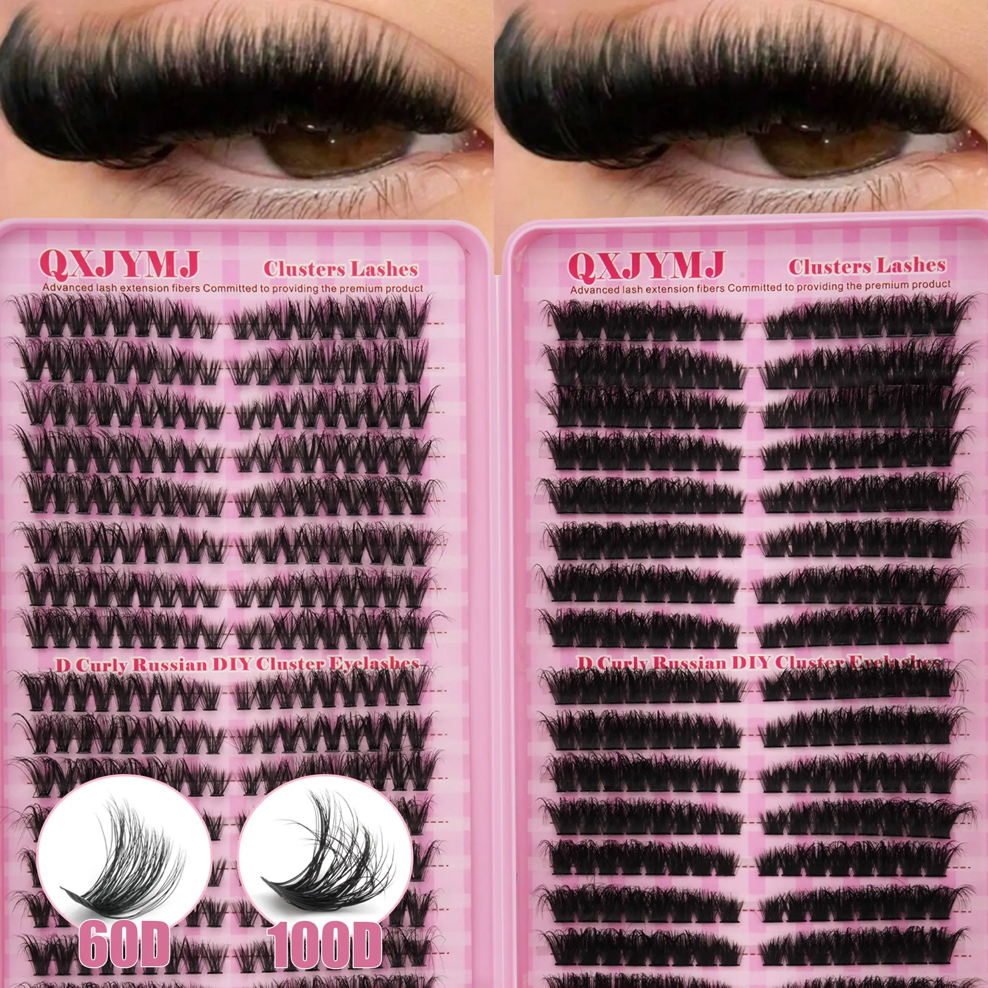 32-Row 512-Cluster False Eyelashes Set, Cosmetic Fluffy Lash Clusters, 60D+100D Dense Volume, Reusable Single Clusters, D Curl, DIY Lash Extensions, Ideal for Daily Wear, Parties and Gatherings