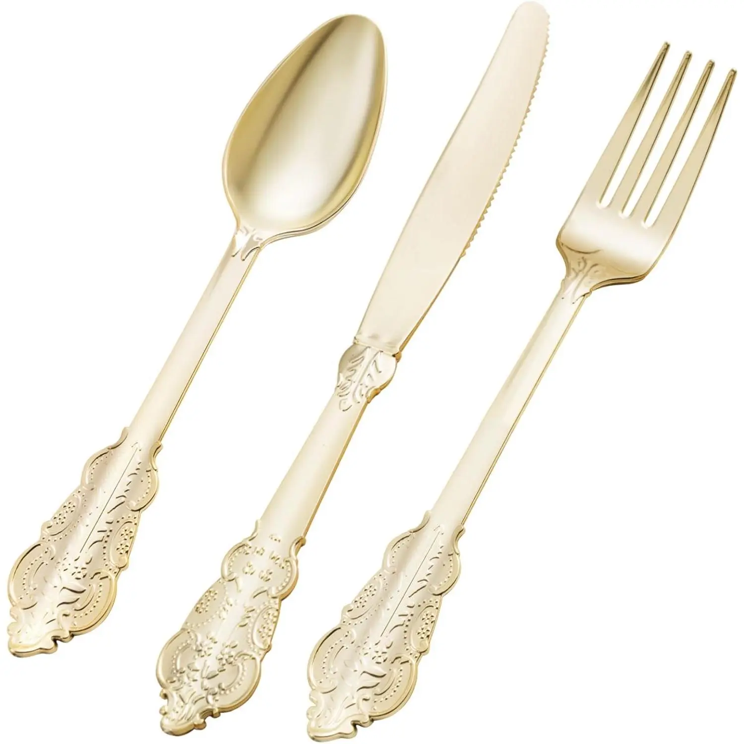 75 count  Heavy Duty Plastic Silverware for 25 Guests | Includes 25 Forks, 25 Spoons, 25 , Elegant Cutlery  for Wedding & Party