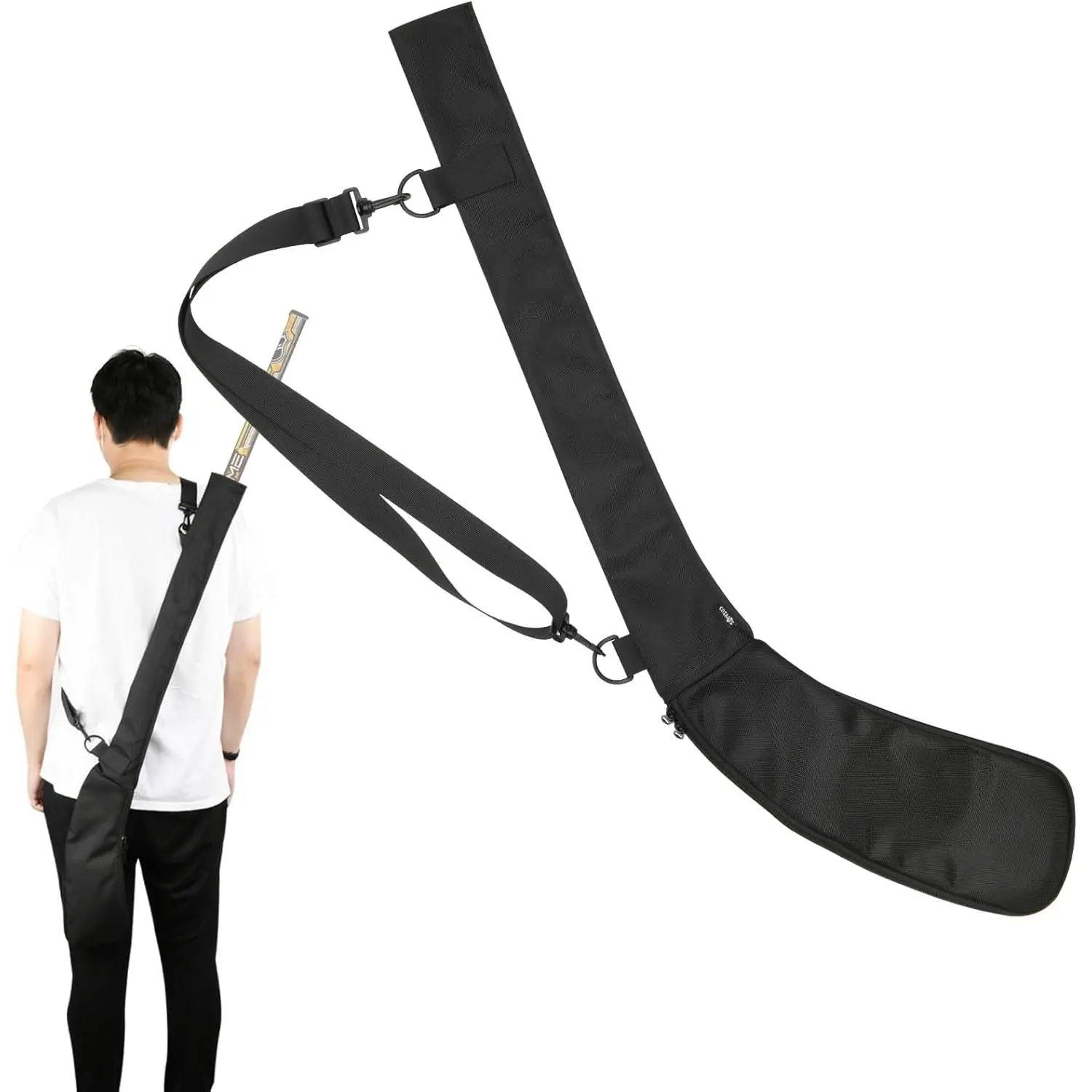 Ice Hockey Stick Carry Bag with Adjustable Shoulder Strap - Half Cover Design, Padded Blade Protector - Fits Stick Lie 4 to 7 for Adult