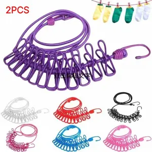 Retractable Portable Clothesline for Travel, Clothing line with 12 Clothes Clips, for Indoor Laundry Drying line, Outdoor Camping Accessories