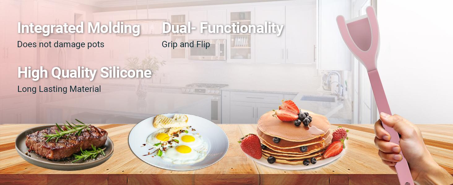 Silicone Egg Flipper Spatula Tongs (Set of 1) – Non-Stick 2-in-1 Grip & Flip Kitchen Tongs for Pancakes, Fish, Eggs, and More – Heat Resistant Cooking Tool