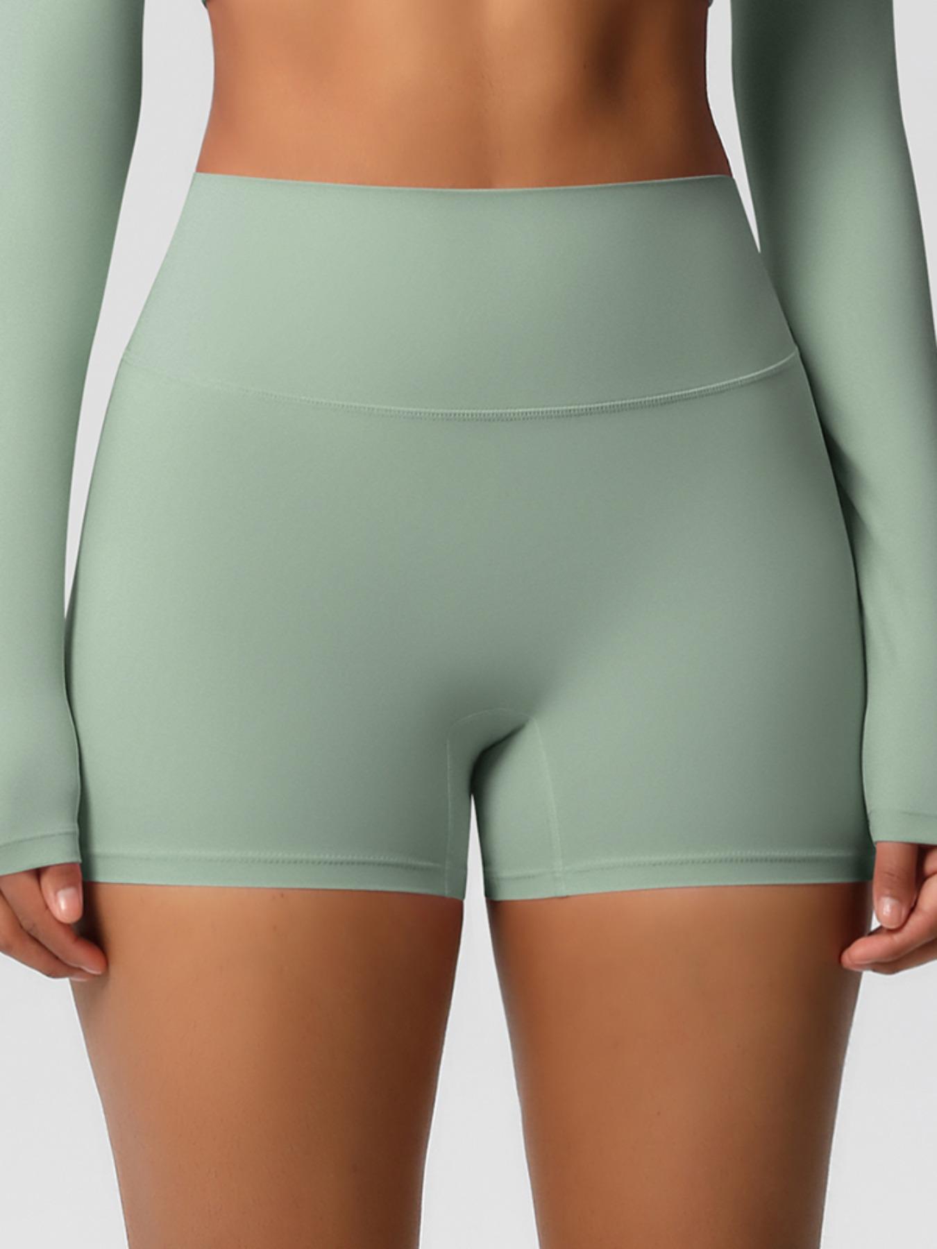 Women's Solid Color High Waist Sports Shorts, High Stretch Comfortable Breathable Tummy Control Butt Lifting Yoga Shorts, Ladies Sportswear for Indoor Outdoor Wear, Soft Stretch Shorts