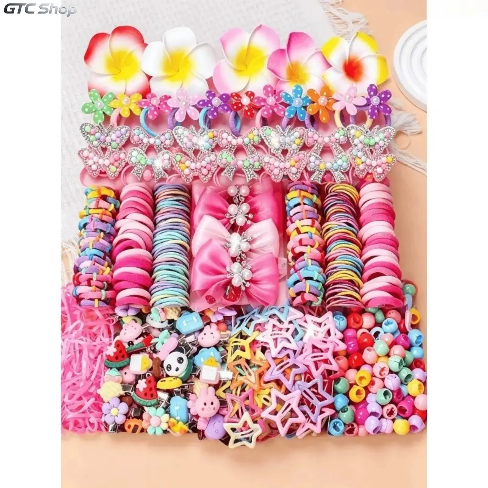 546-Piece Hair Accessories Set - Cartoon Styles, Flower Shapes, Slip-Resistant Clips, Barrettes, Elastic Ties, Decorative Look for Daily Hairstyling, School Events, Birthday Gifts