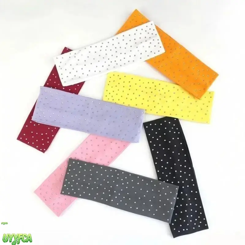 8 Pack Sparkly Rhinestone Wide Elastic Headbands For Women, All Over Scattered Bling Crystal Soft Stretch Hair Bands, Non Slip Sweat Wicking Y2K Aesthetic Hair Accessories, Multi Color Solid Wide Head Wraps For Makeup Sports Workout Daily Party Teen Girl