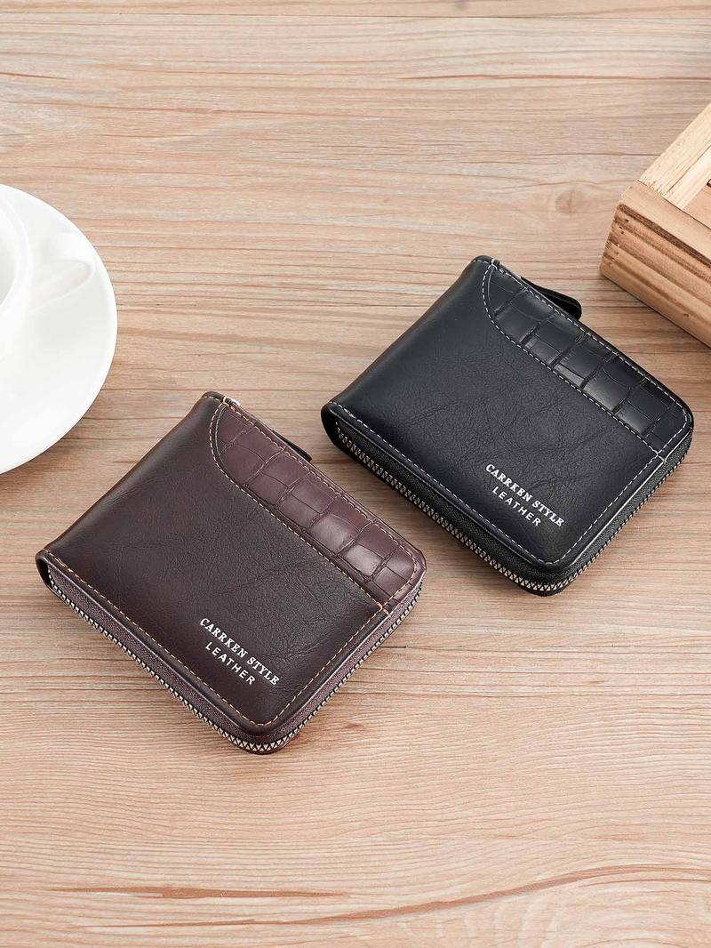 Leather Men’s Wallet Luxury Mens Purse Male Zipper Card Holders with Coin Pocket  Wallets Gifts for Men Money Bag