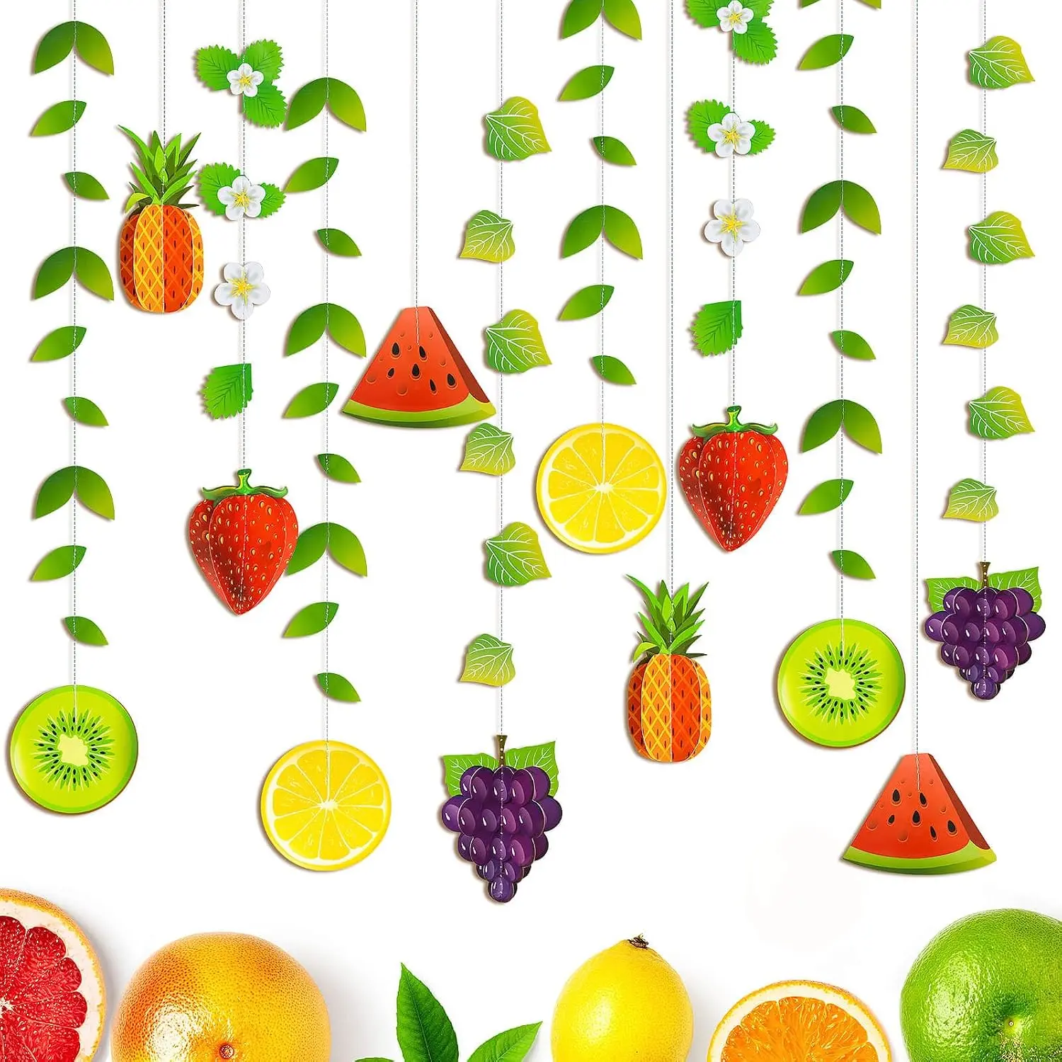 12 count Fruit Banner, Summer  Fruit Decorations Garland | Twotti Frutti Themed  Backdrop Decor, for Birthday,  Shower, Summer Party, Tropical Celebration