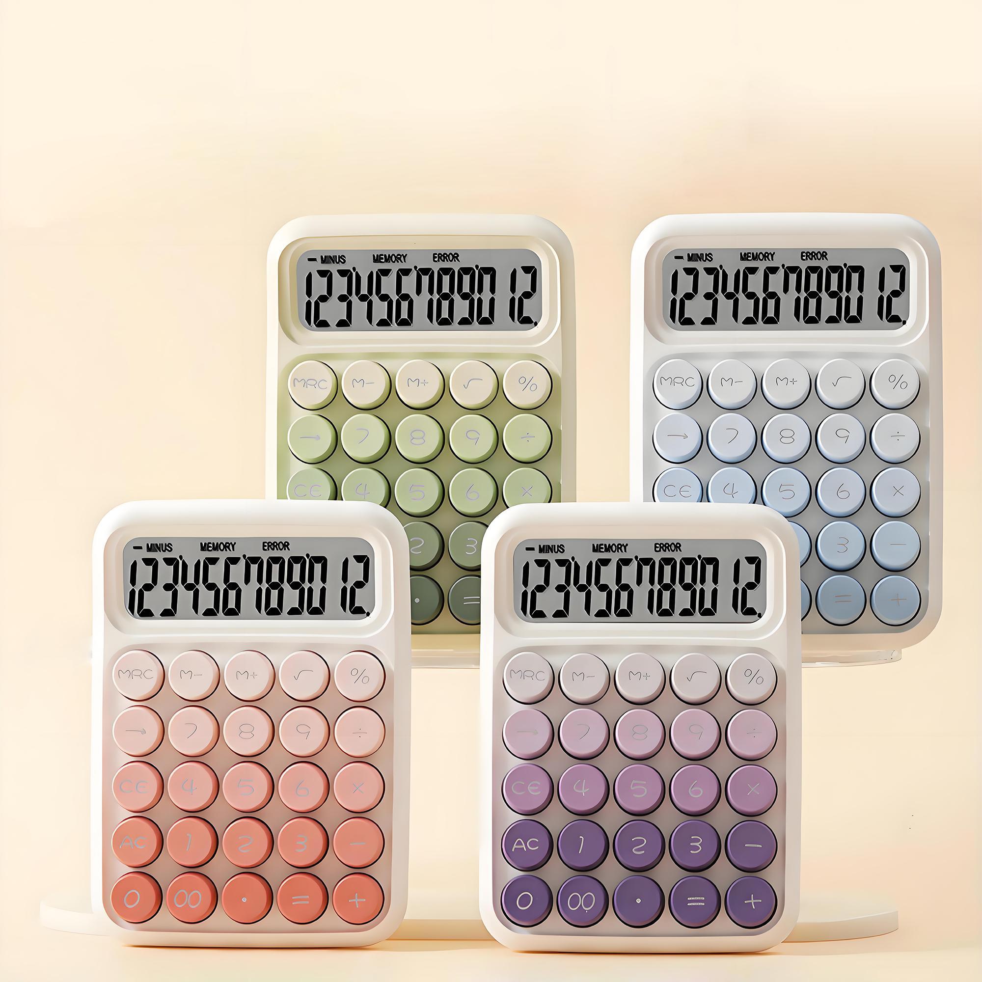 12-digit Calculator, 1 Count Battery Powered Gradient Calculator, Office Calculator with Large Button Display for Students, Office Supplies, Electronic