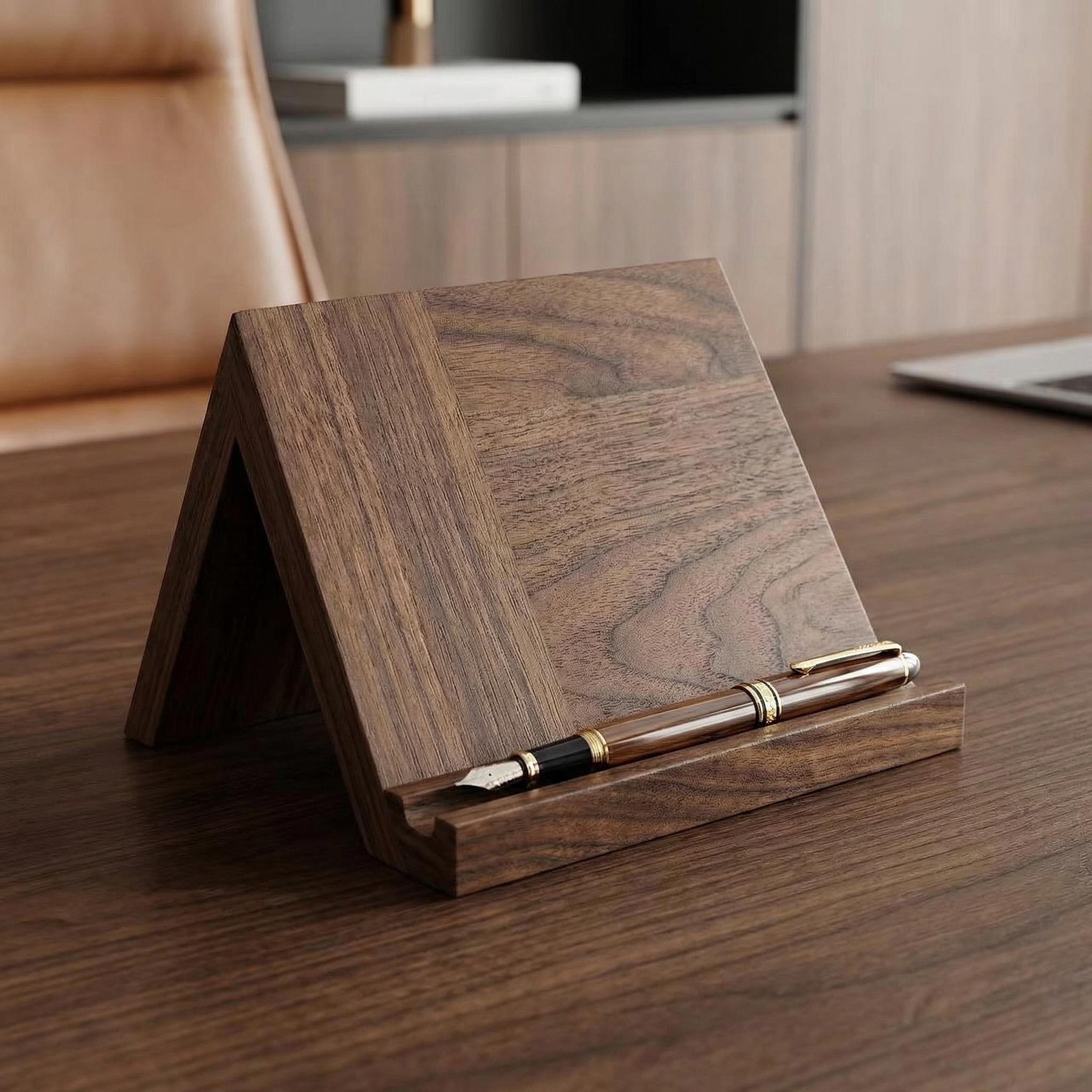 Handcrafted Solid Wood Triangle Book Rest with Cup Holder |   2-in-1 Wooden Bookmark Stand & Coffee Tray |   Aesthetic Bookworm Gift for Readers |   2026 National Reading Month Essential