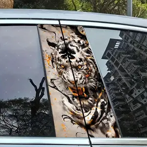 2pc Tiger Vinyl Stickers, Car B Column Protection, Easy Peel Off, Sunproof Waterproof Scratch Resistant, All Models, Car Exterior Decor