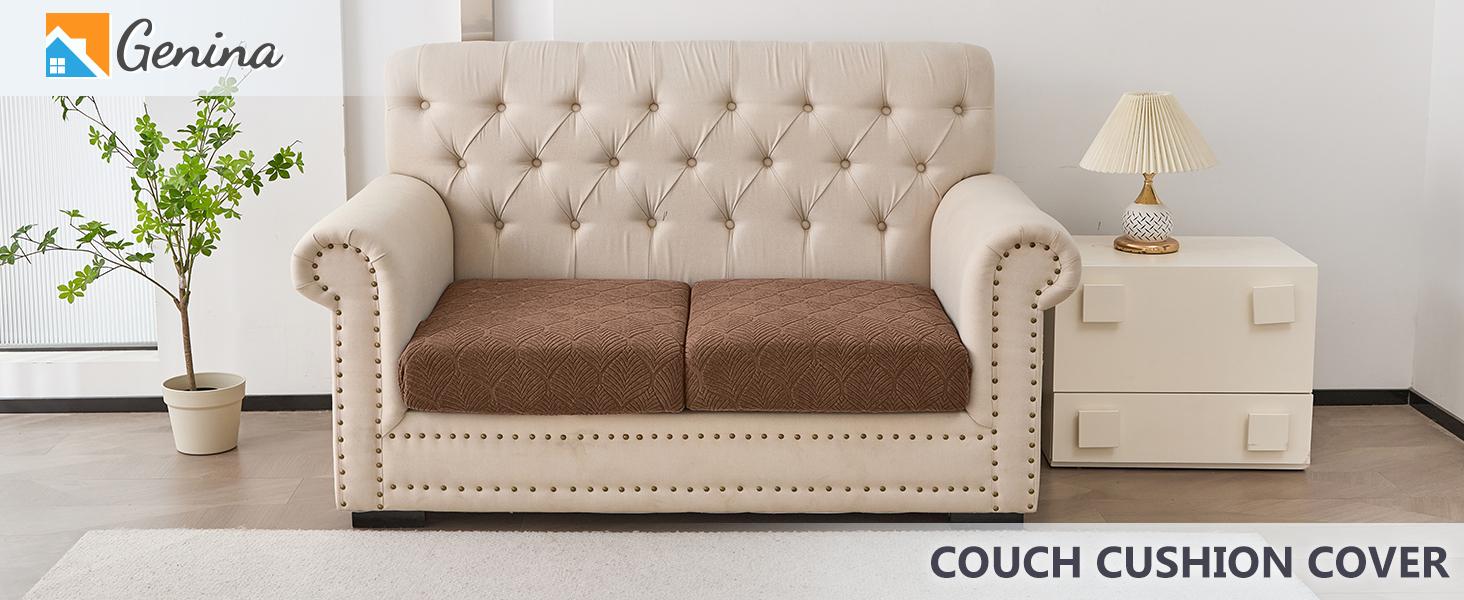 100% Waterproof Couch Cushion Covers for Pets - Stretch Sofa Seat Cover for Dogs Non Slip Sectional Couch Covers Sofa Slipcovers Washable (1 Piece, Large, Brown)