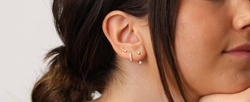 925 Sterling Silver Trio CZ Gold Screw Back Stud Earrings for Women/Girls, Sparkly CZ Stud Earrings for Helix Cartilage Tragus Earlobe Conch Piercing Jewelry 20 Gauge