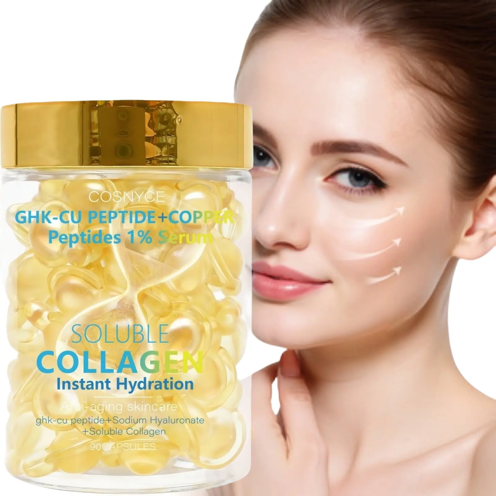 Copper Peptide Facial Essence, Skin Care Formula with Copper Peptide, Moisturizing Effect, Suitable for Daily Use, Liquid Capsules, Daily Use Serum