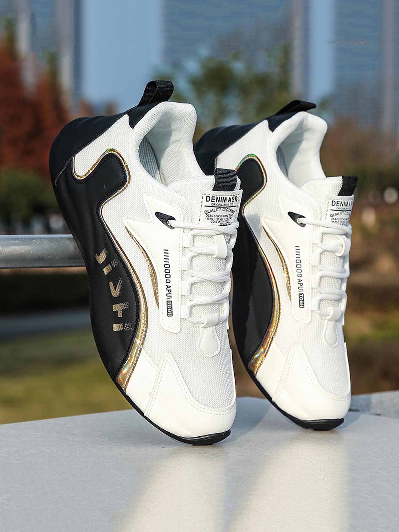 Men's Sporty Casual Shoes, Comfortable Lined Lace-Up Design, Outdoor Running Travel Office Home Gym, PVC Wear-Resistant Sole