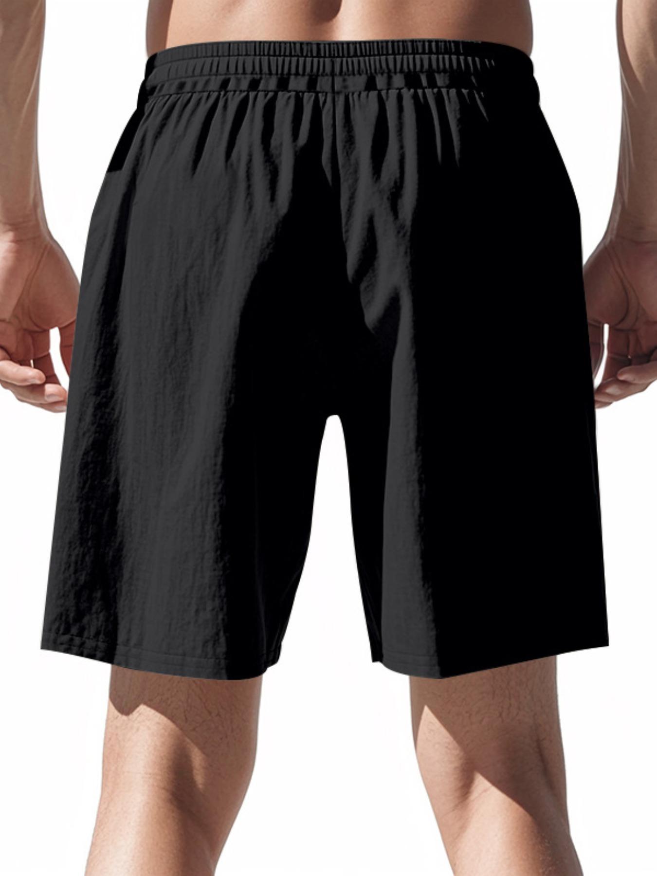 Men's Solid Color Linen Shorts, Regular Fit Casual Comfy Shorts for Summer, Men's Bottoms for Daily Wear