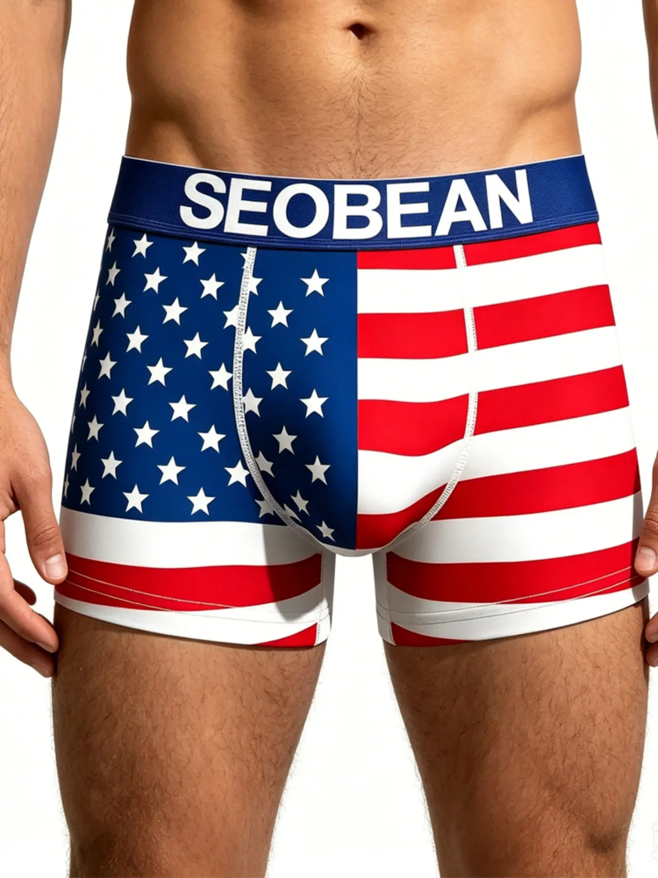 Men's American Flag Print Boxer Briefs Underwear, Slim-Fitting, Breathable, Moisture-Wicking, All-Season Comfort, Fashionable and Stylish