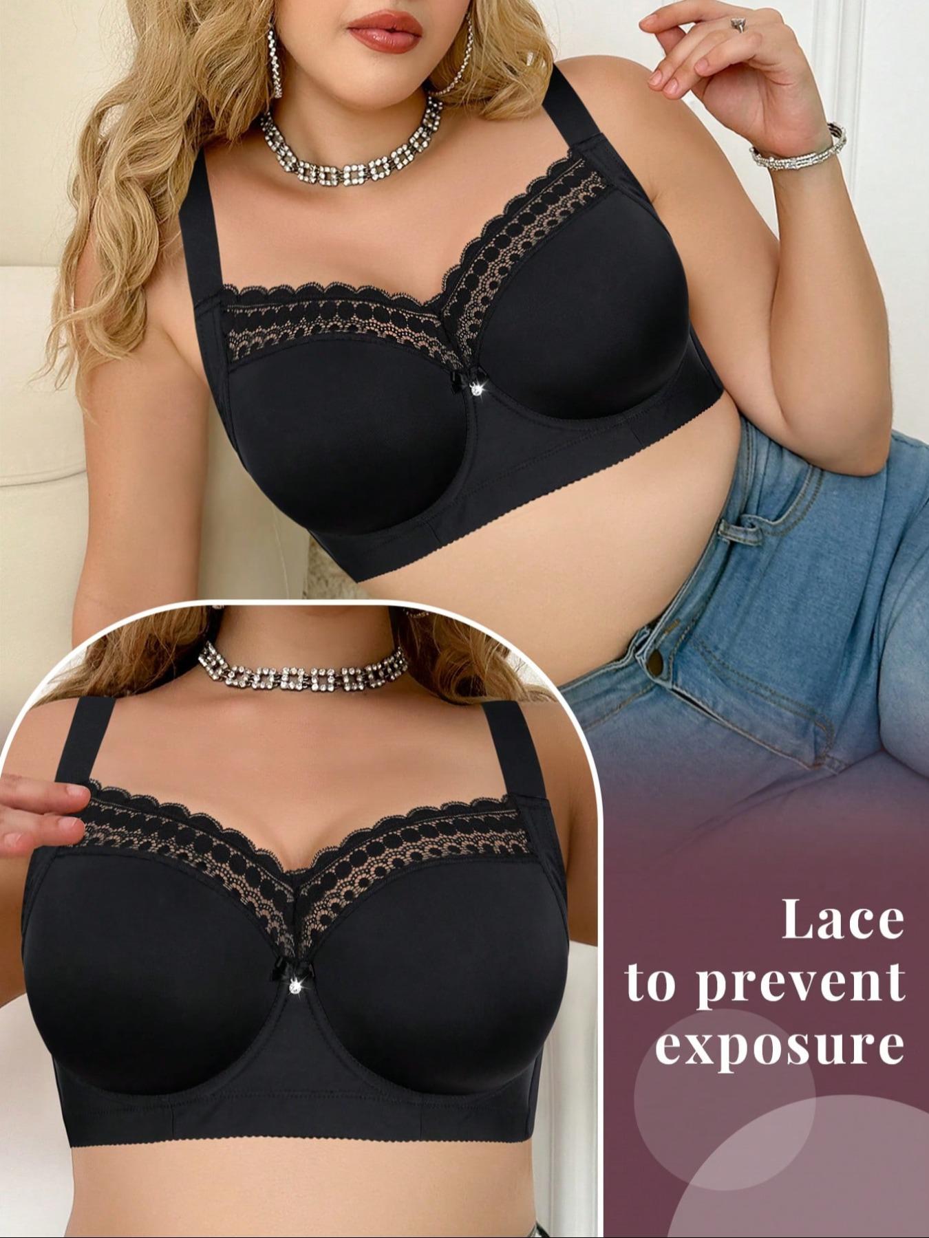 Women's Plus Size Bras Basic Casual Style Bra Supportive Medium Underwire Bra Full Coverage Bra Push Up Lingerie Anti Sagging Bra Comfort Smooth and Sexy Lace Bra Elegant Simple Bra Everyday Bra Halloween Lingerie Sports Bras for women