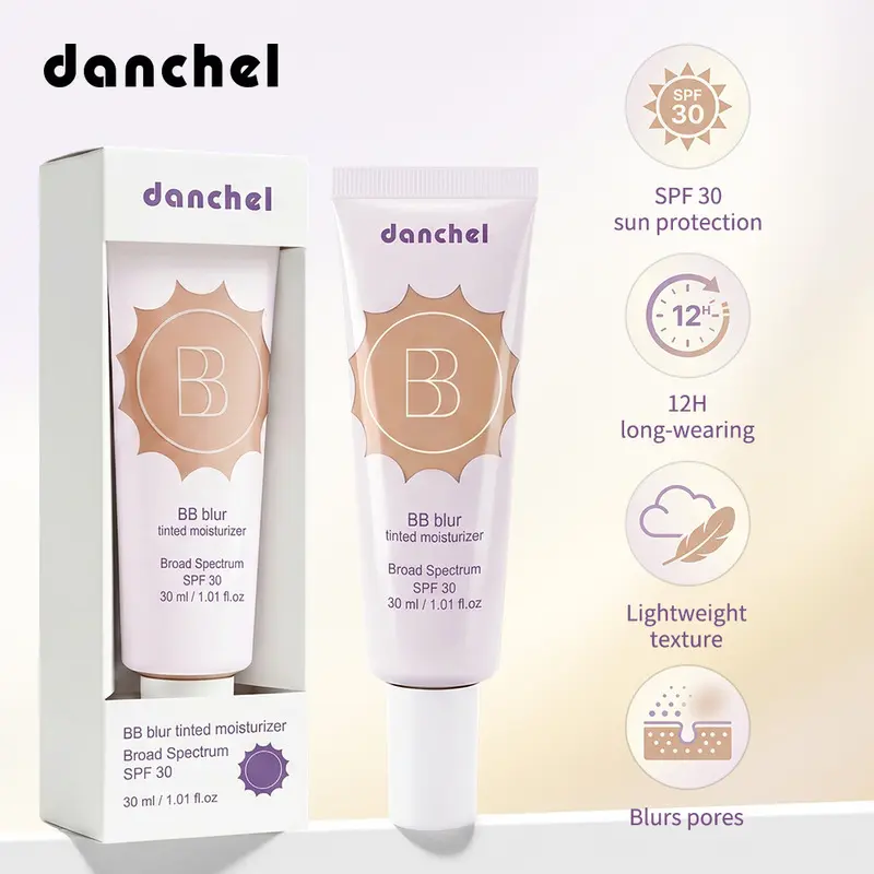 Danchel Tinted Soft Matte BB Cream, Lightweight Matte Natural Nude Skin, Long Wear Skin Blur Effect, Minimize Pores & Even Tone, 8 Shades Gentle Non-irritant, Comfort All-Day Base Makeup For Work & Outside
