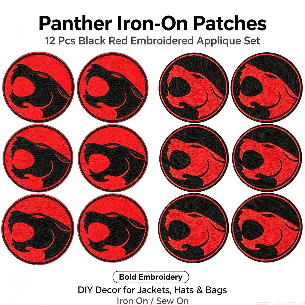 Leopard Head Pattern Iron-On Embroidery Patch - Fun Design - Easy to sew or iron, durable fabric patch, suitable for personalizing jackets, bags, DIY crafts, and more