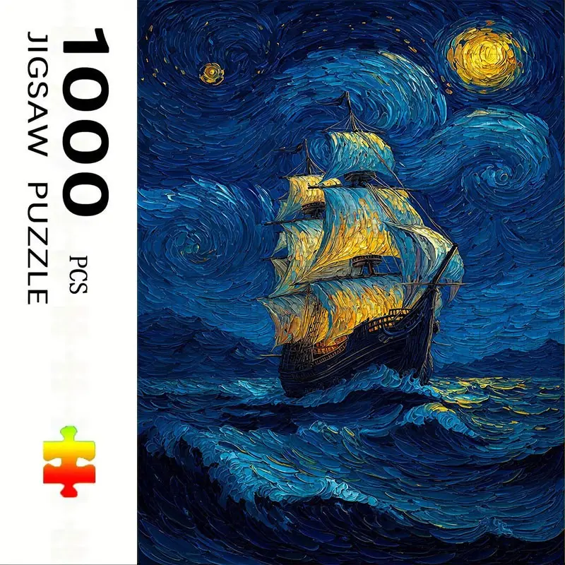 1000 Piece Sailboat Puzzle, Large Adult Family Interactive Toy, DIY Home Decor, Holiday Scene, Mixed Colors, Perfect Gift, Durable Puzzle