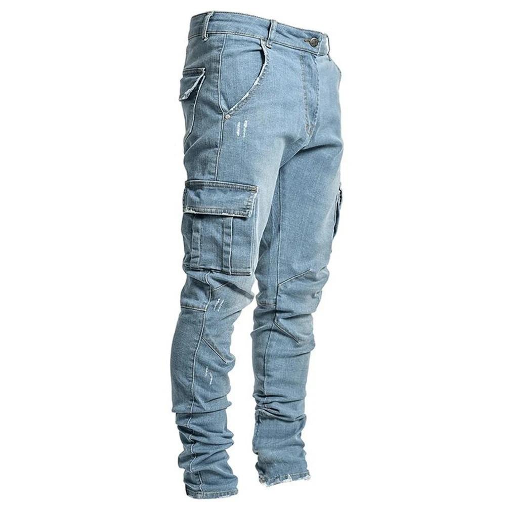 Men's Cargo Jeans 6 Pocket Stretchable Slim Fit Acid Wash with 6 Pockets and Slim Design