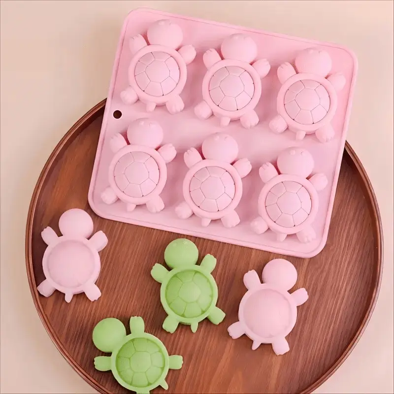 6-Hole Turtle Silicone Mold, Baking Molds, Fun Cake Decoration Soap Mould, Baking Tool for Cakes, Jellies, Ice Cubes, Creative Kitchen Accessory