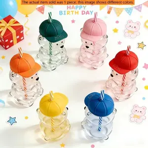 Bear Shape Glass Cup 20oz, New 2026 Model, with Lid and Straw, Ideal for Coffee and Milk Tea, Reusable Gift for Birthdays and Holidays