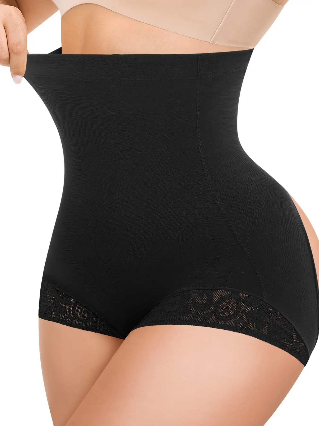 High Waist Four-Way Shapewear Pants for Women, 4 Steel Bones Anti-Rolling, Dual-Layer Compression, Hollow Out Butt Lifting, Invisible Inner Wear