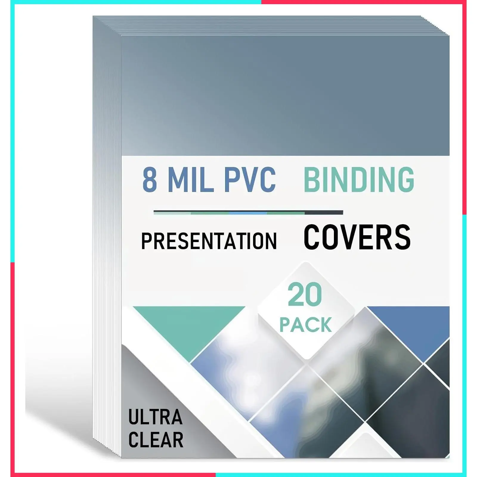 20 Pack 8 Mil Clear PVC Binding Covers & Backs for Books, Documents, Reports, 8.5 x 11 Inches