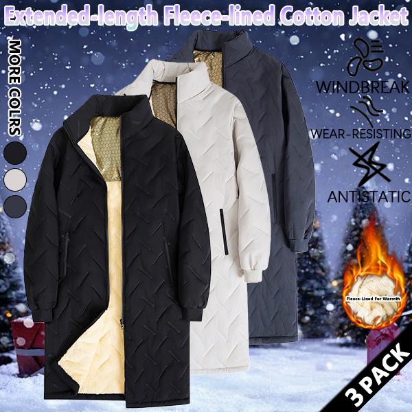 Men's solid color zip-up stand collar mid-length coat, lamb's wool lining, regular fit casual fleece long-sleeved jacket, suitable for autumn and winter wear, winter fashion, men's everyday clothing.