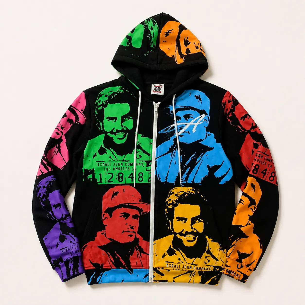 ASAALI THAT'S A AWFUL LOT OF COUGH SYRUP Hoodie Men Women, Color Block Graphic Zip Up Hoodie, Vintage Y2K Streetwear Hip Hop Oversized Hooded Jacket, Pop Art Portrait Print Sweatshirt, Retro Urban Fashion Fall Winter Unisex Hoodie