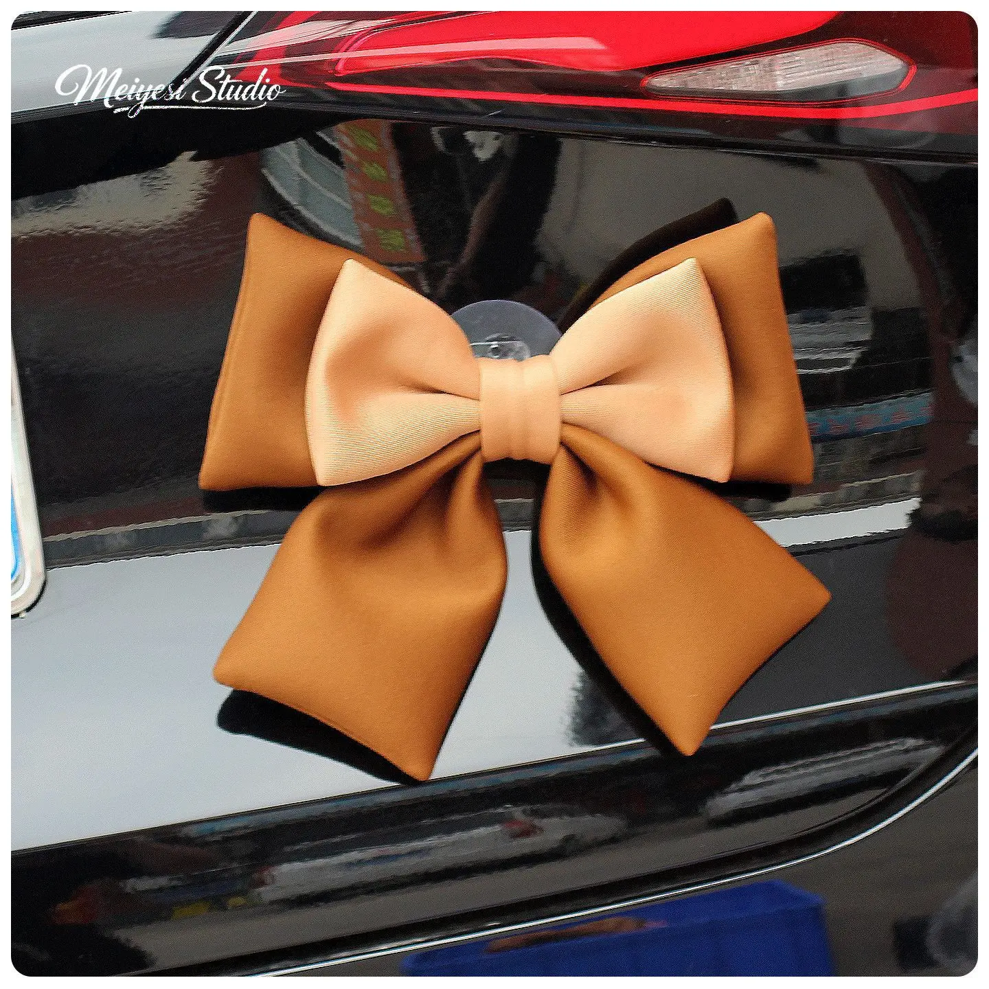 Brown Khaki Color Matching - [Large] Bow/Viscose -