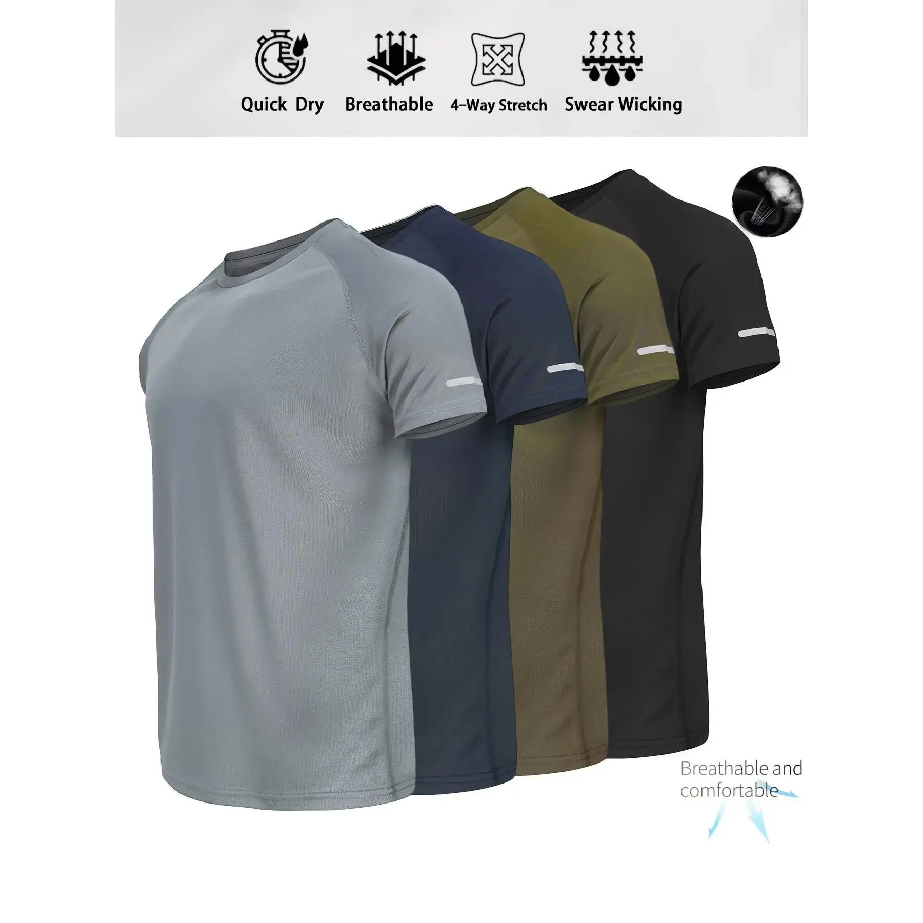 Veiskor Men's Reflective Design Casual Short Sleeve T-Shirt, Breathable Summer Top for Running Gym, Fitted Striped Tee for Daily Wear,music,note,,tshirt,tok